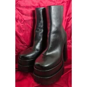 Steve Madden Cobra Boots Womens 8M Black Goth Platform Chunky Heel Zip Y2K